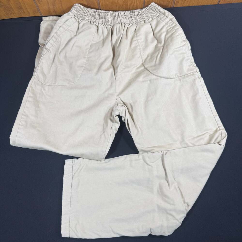 American Sweetheart Size 10 Tan Elastic Waist Floral Cuff Pants